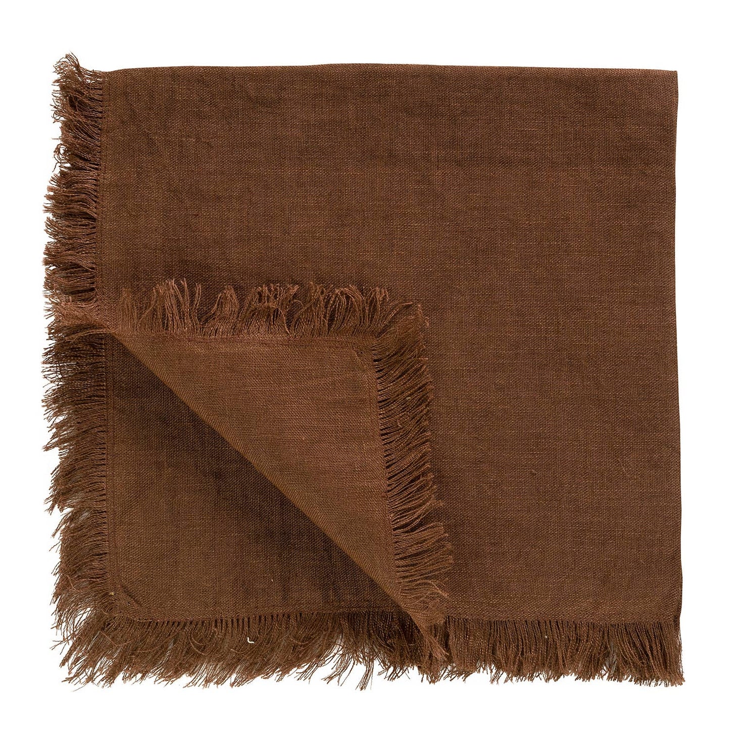 Nyla Fringed Napkin Brown S/4