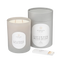 Gray glass candle with container and signature matchbox