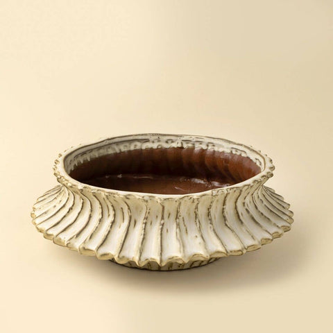 Stria Stoneware Low Vase