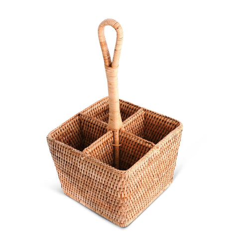 Hand Woven Rattan Wicker Flatware Caddy