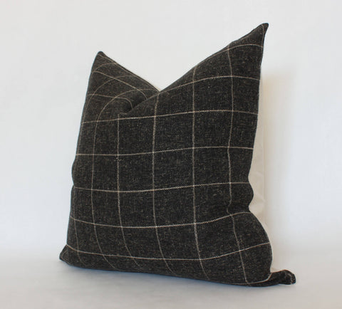 Black Windowpane Pillow - 22x22