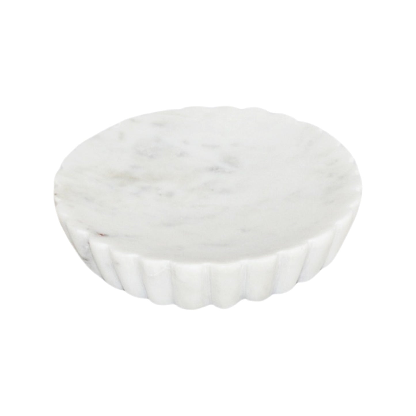 White Marble Soap Dish w/ Grooving