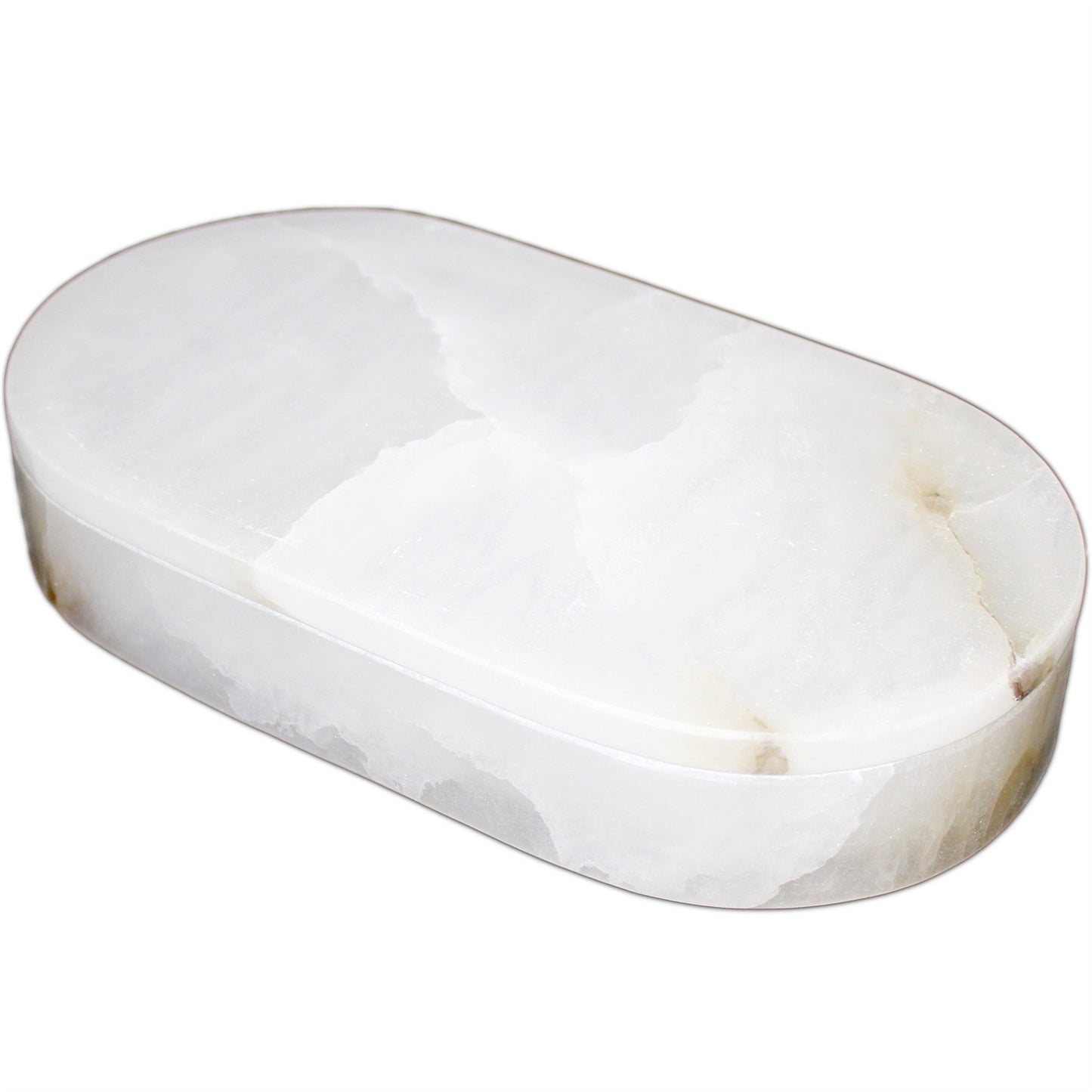 White Alabaster Oval Display Box