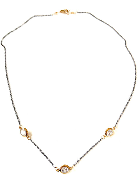 3 Cubic Zirconia Links Necklace