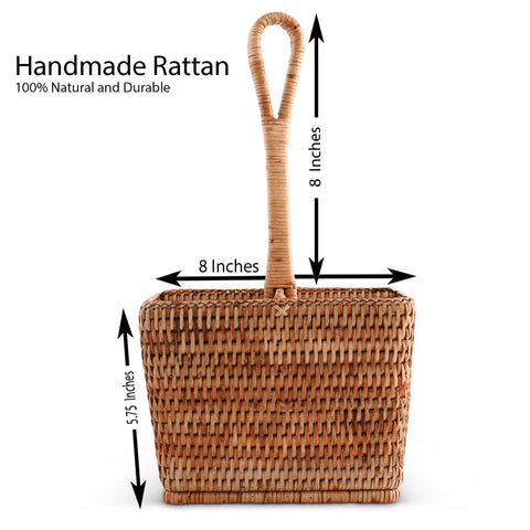 Hand Woven Rattan Wicker Flatware Caddy