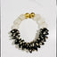 Recycled Glass & Black Polka Dot Bone Bead Stretch Bracelet