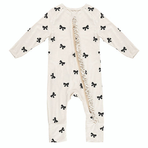 Cozy Romper with Ruffles - Bow
