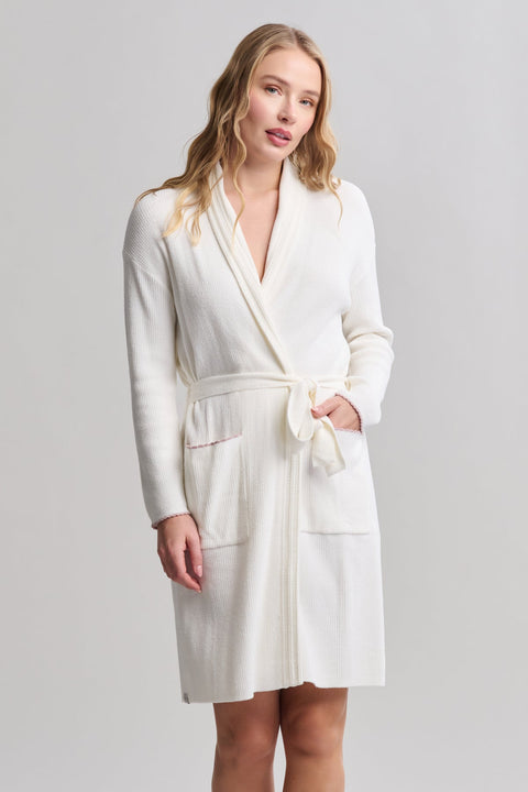Barefoot Dreams CozyChic Ultra Lite contrast scallop ribbed robe