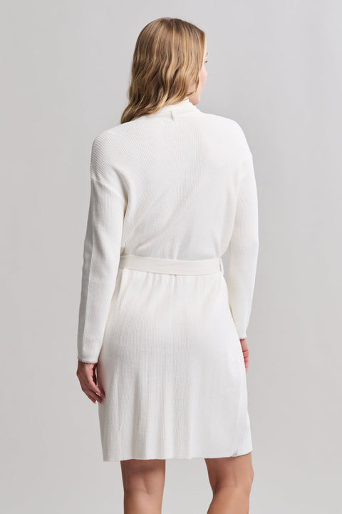 Back view of ribbed knee-length robe