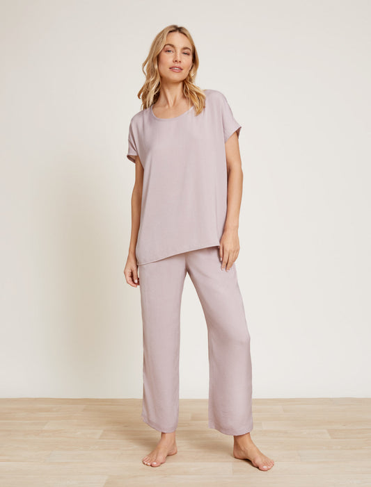 Washed Satin Tee & Cropped Pant