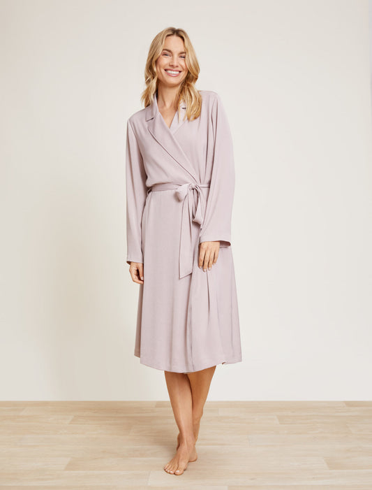 Washed Satin Notch Collar Robe