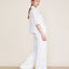 Washed satin shirt styled with matching pants