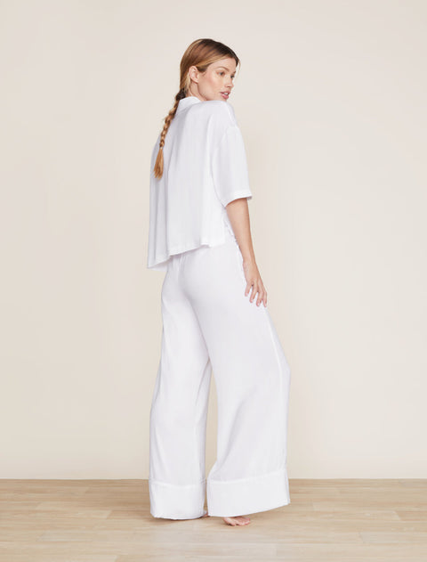 Washed satin shirt styled with matching pants