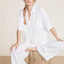 Women's washed satin cropped button-front shirt