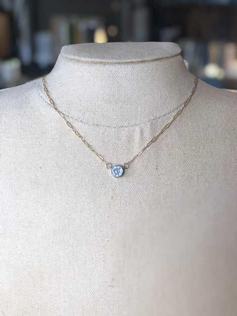 Crystal Bezel Link Necklace