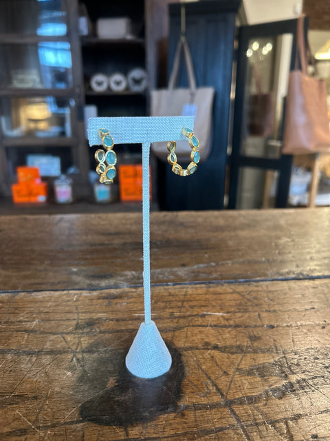 Aqua Stone Hoops
