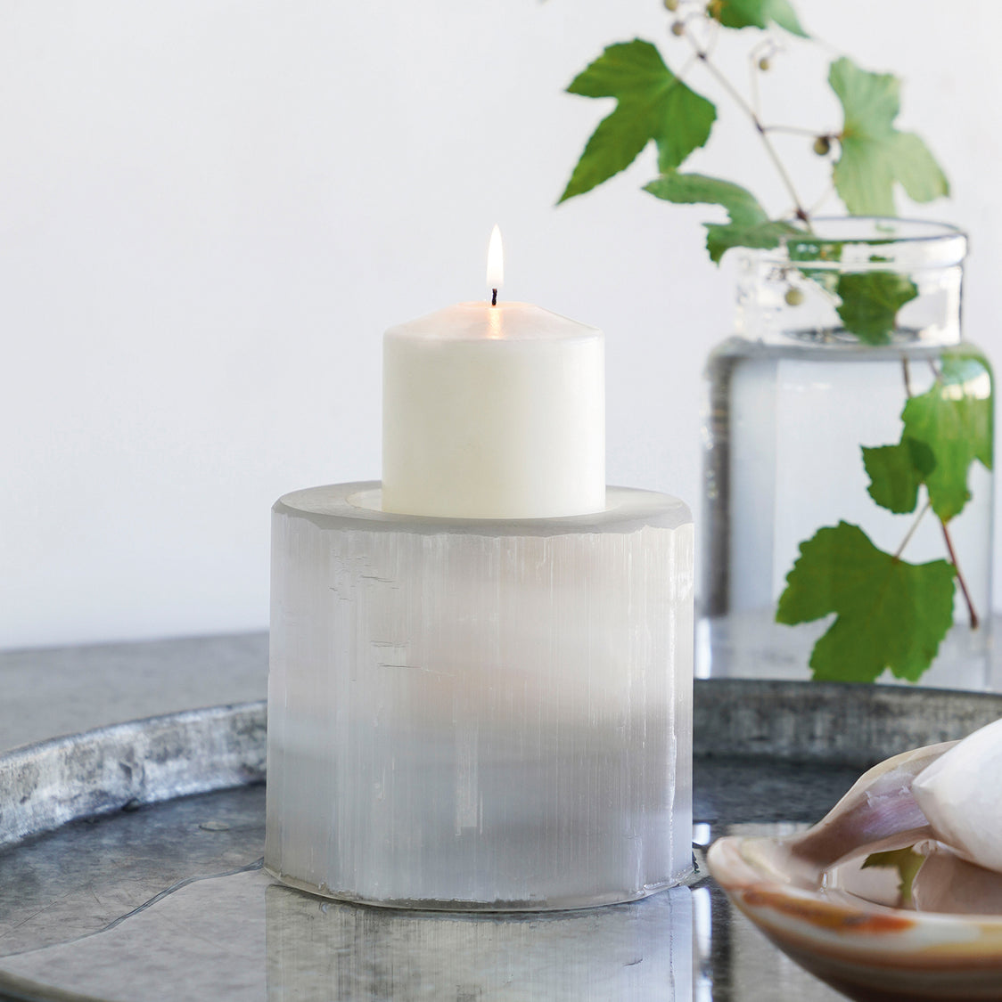 Selenite Candle Holder