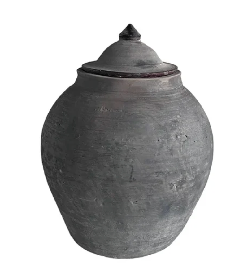 Lidded Village Jar