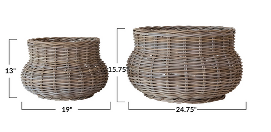 Hand-Woven Rattan Planter