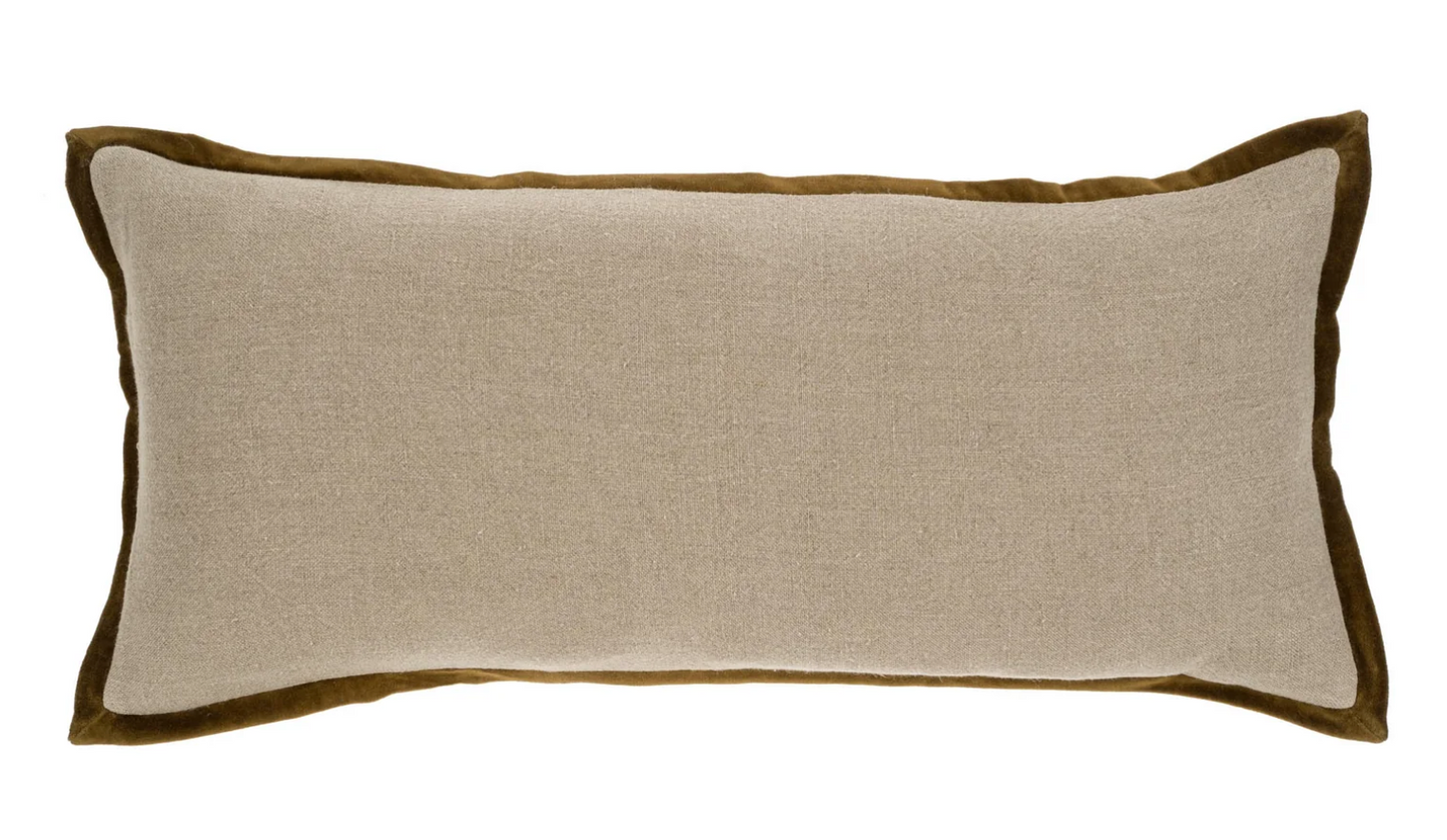 Velvet Trim Pillow Green