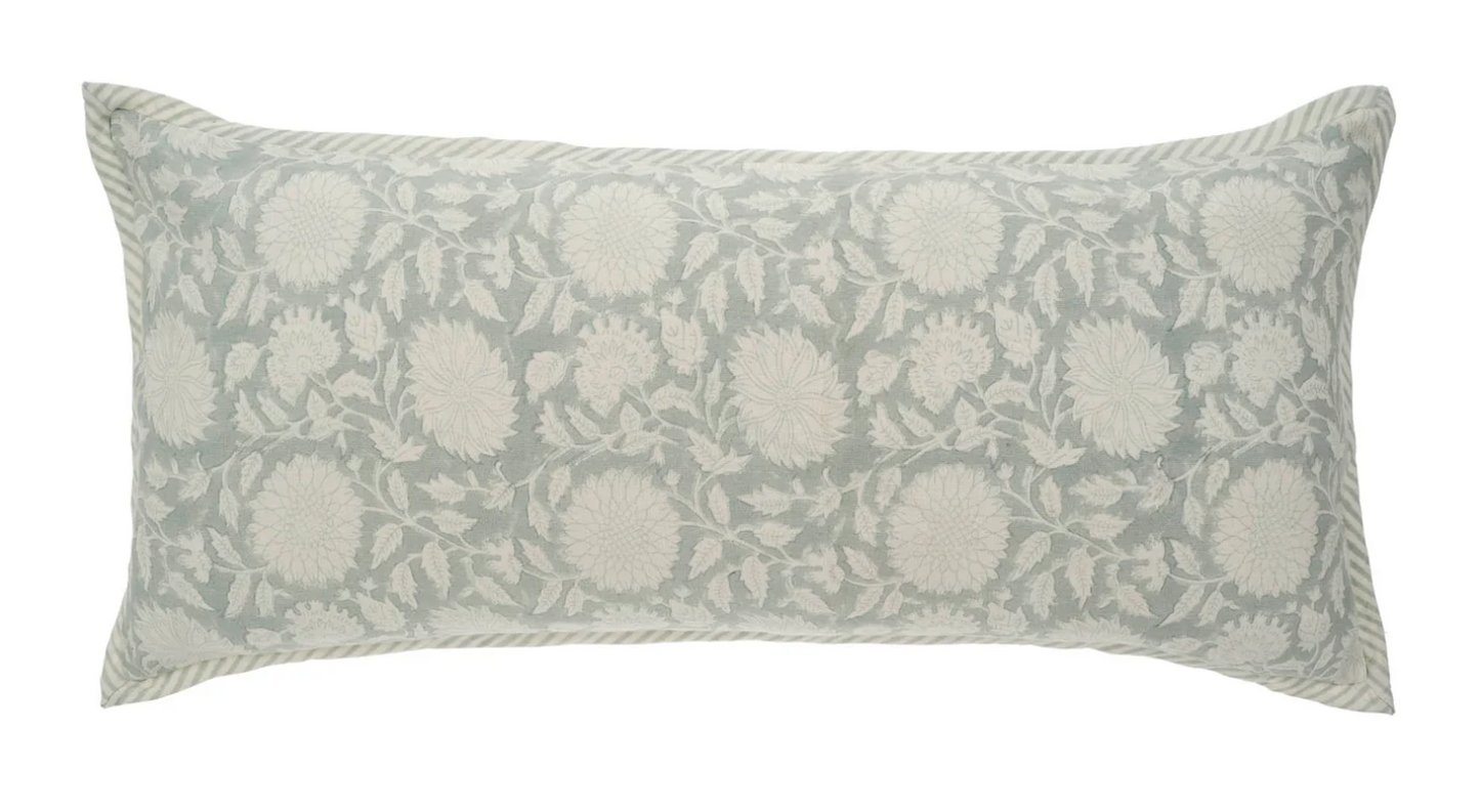 Maeve Block Print Pillow - Mist