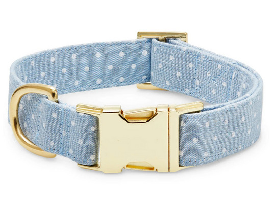 Chambray Dots Dog Collar