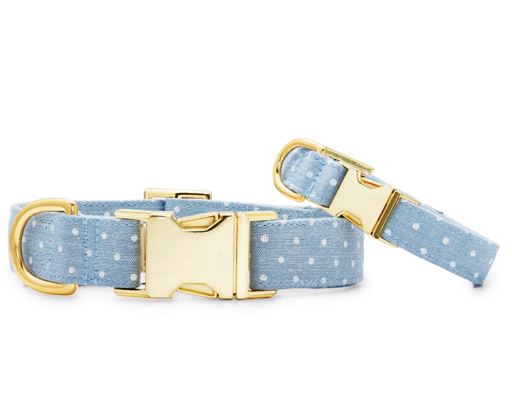 Chambray Dots Dog Collar