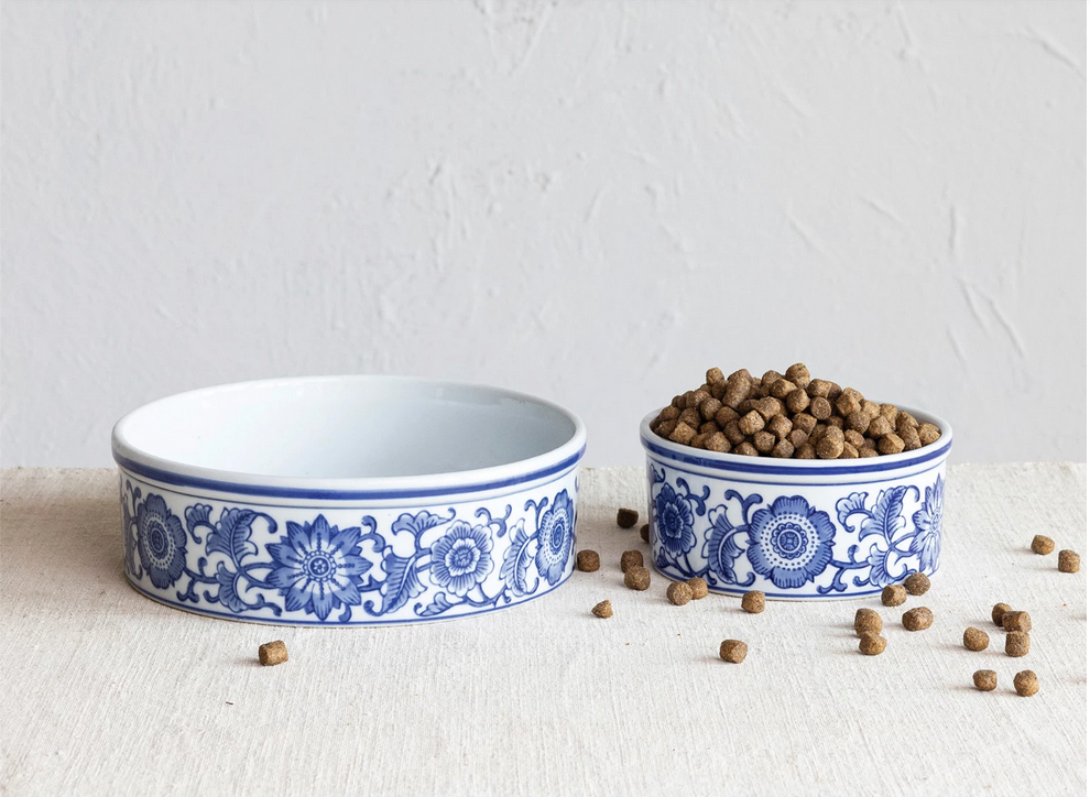 Stoneware Pet Bowl w/ Design