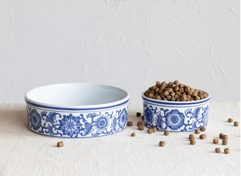 Stoneware Pet Bowl w/ Design