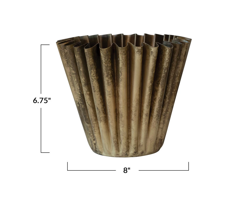 Fluted Metal Planter