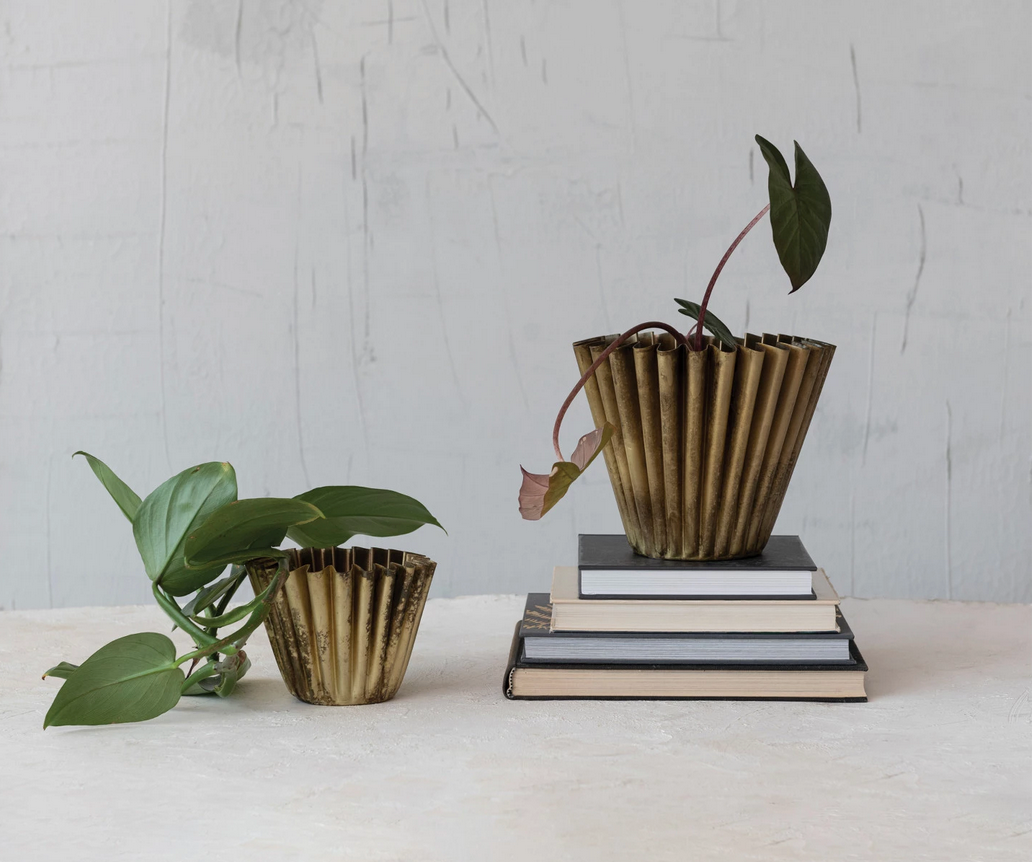 Fluted Metal Planter