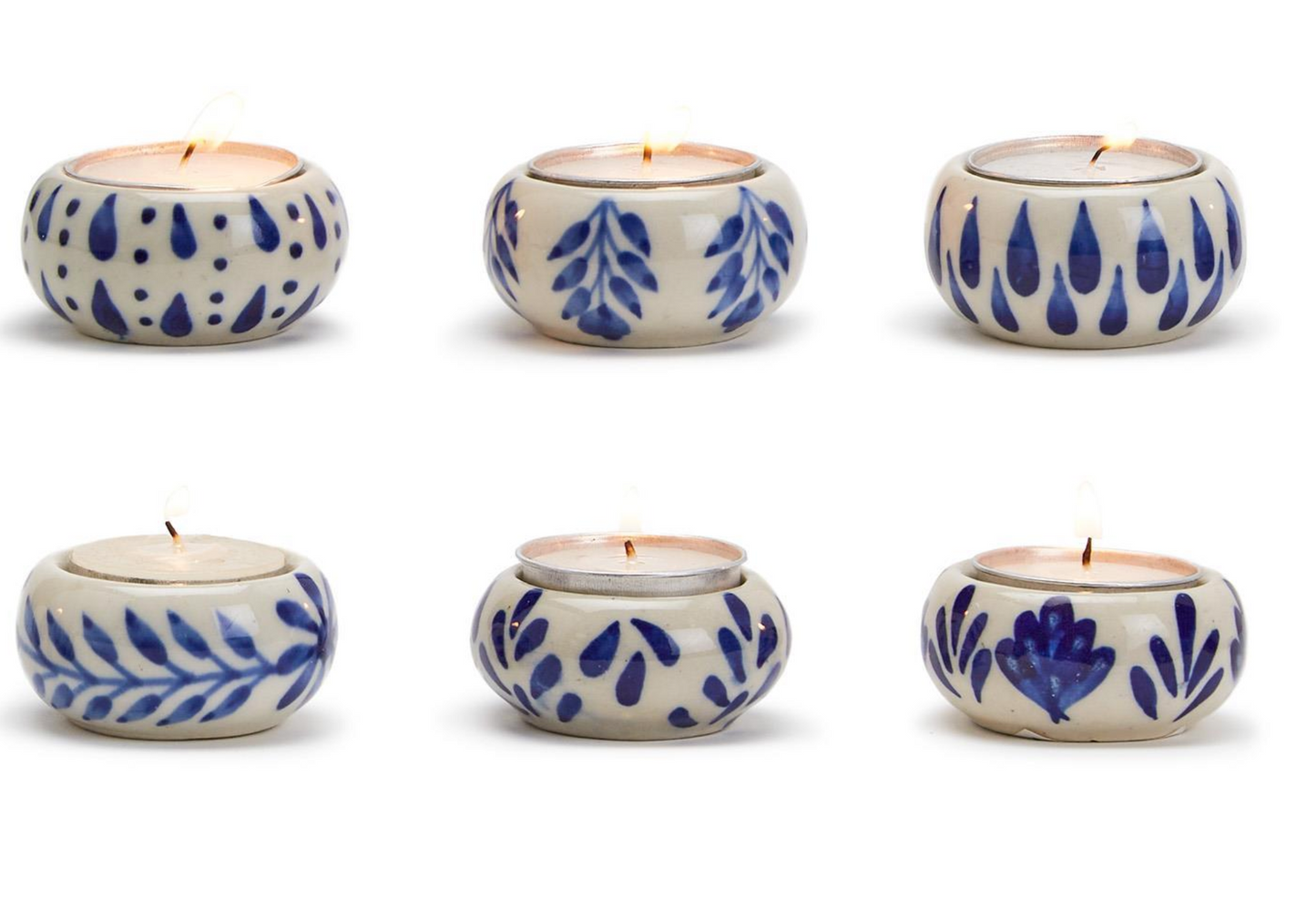 Blue and White Chinoiserie Candleholder with Tealight Candle