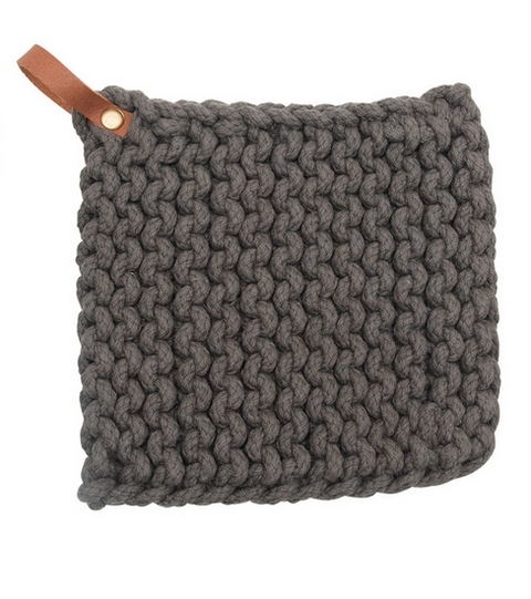 Crocheted Pot Holder with Leather Loop