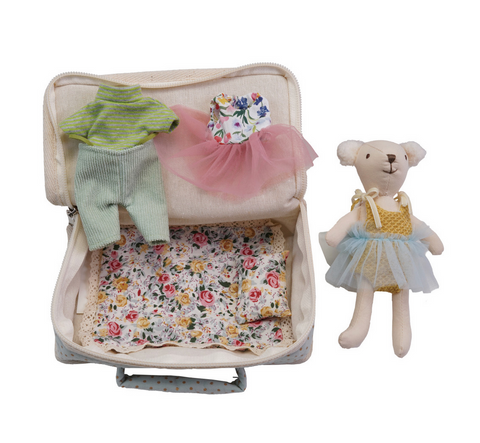 Plush Bear with Suitcase Bed and Outfits