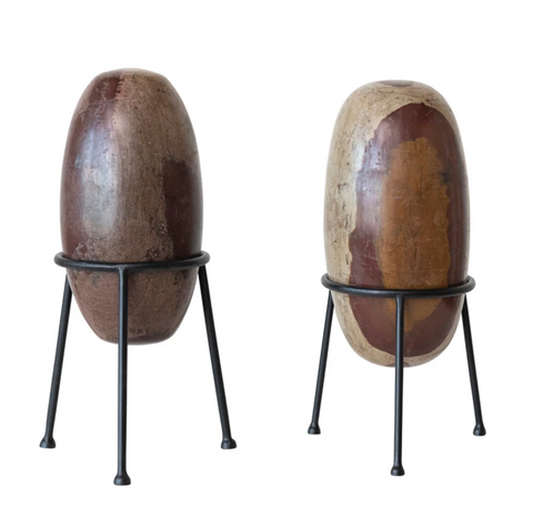 Stone with Metal Stand