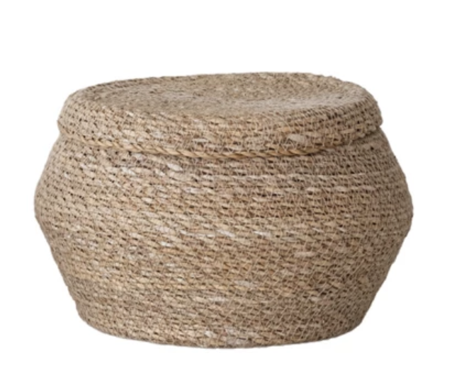 Hand-Woven Seagrass Basket with Lid