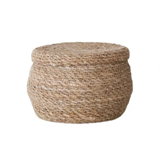 Hand-Woven Seagrass Basket with Lid