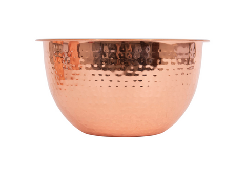 Hammered Stainless Steel Bowl with Copper Finish