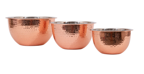 Hammered Stainless Steel Bowl with Copper Finish