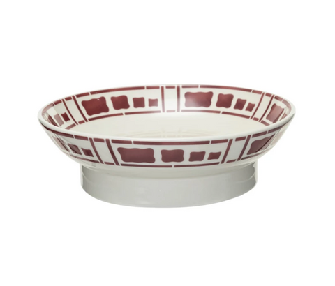 Hand-Painted Footed Stoneware Bowl