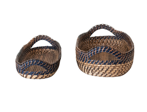 Oval Hand-Woven Bread Basket with Handles