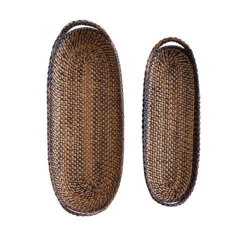 Oval Hand-Woven Bread Basket with Handles