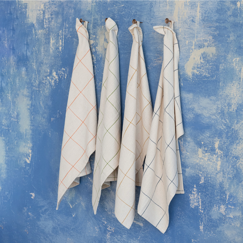 Cotton Grid-Printed Tea Towel