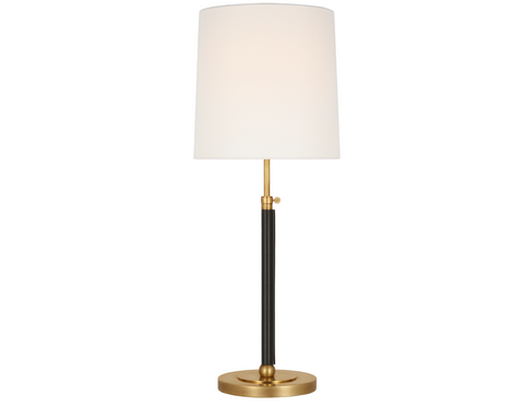 Bryant Chocolate Leather Wrapped Brass Table Lamp with Linen Shade