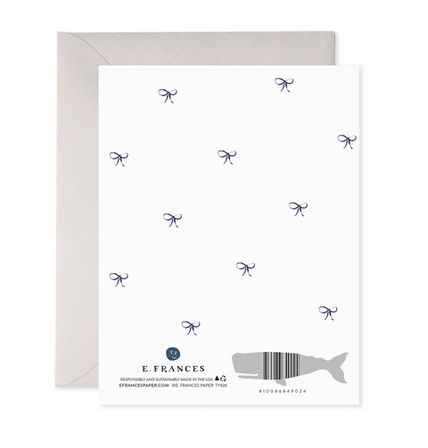 Big Navy Striped Bow - Thank You Card
