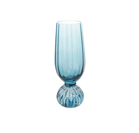 Blue Pleated Champagne Glass