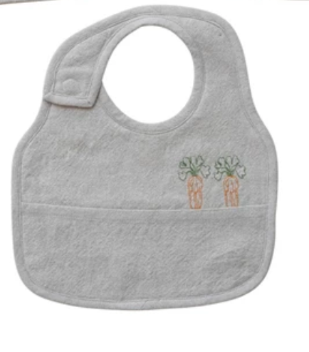 Embroidered Cotton & Linen Bib