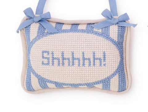Shhhh! Embroidered Pillow Hanger