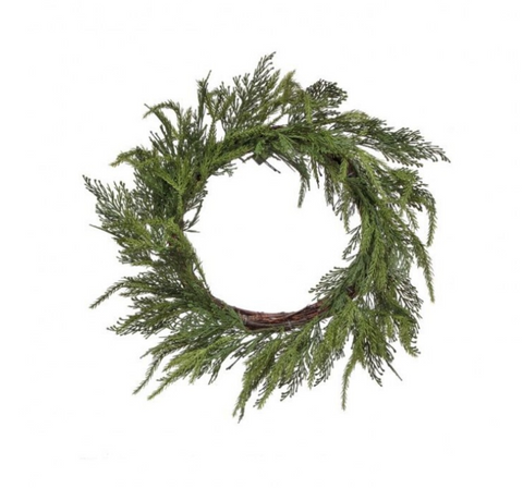 24" UV Natural Touch Cedar Wreath