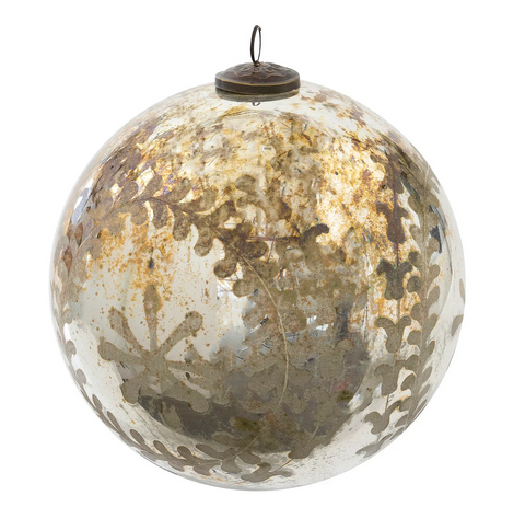 Chateau Etched Glass Ball Ornament